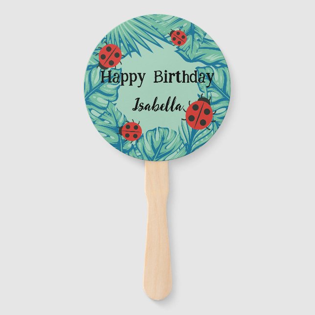 Niedlicher Polka dot Ladybug Jungle Verlasse Gebur Fächer (Vorderseite)