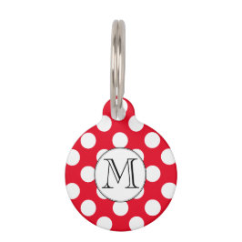 Niedlicher Polka Dot Monogramm benutzerdefinierter Tiermarke