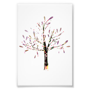 Niedlicher Polka-Punkt-Lavendel-Blatt-Baum Fotodruck