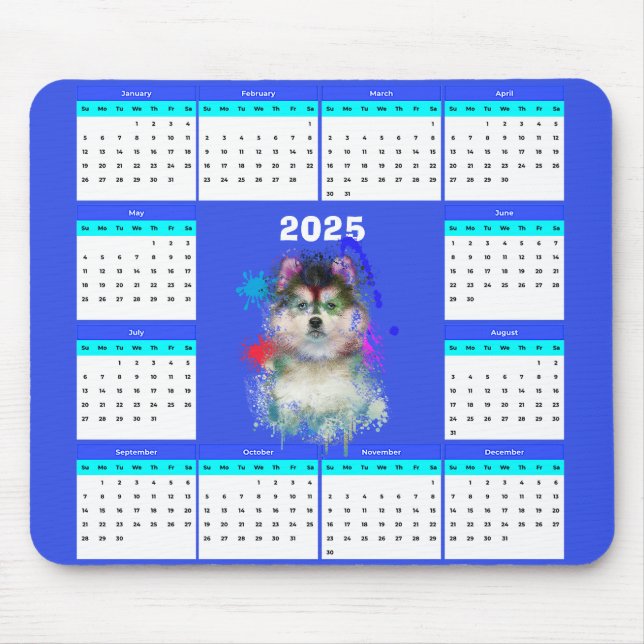 Niedlicher Pomsky-Dog-Kalender individuell anpasse Mousepad (Vorne)