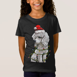 Niedlicher Poodle Hund Weihnachtsbaum Lichter Weih T-Shirt
