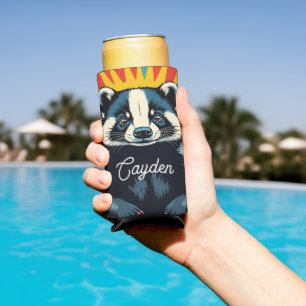 Niedlicher Pop Art Badger Personalisiert Selters Dosenkühler