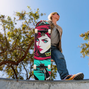 Niedlicher Pop Art Girl Skateboard
