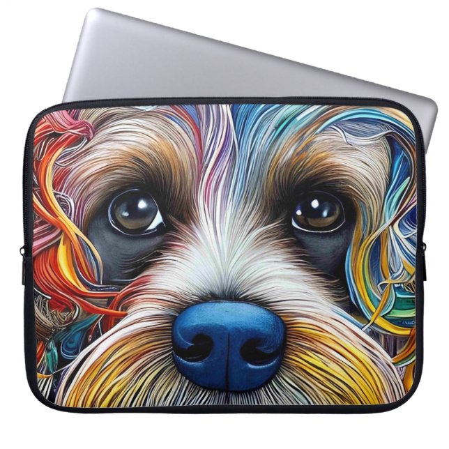 Niedlicher Pop Art Terrier Laptopschutzhülle (Vorderseite)