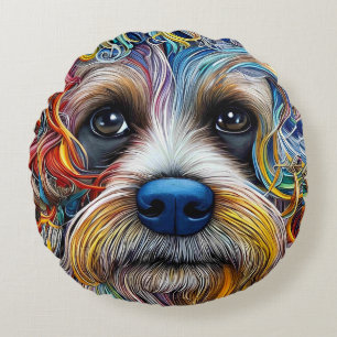 Niedlicher Pop Art Terrier Rundes Kissen