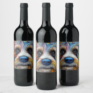Niedlicher Pop Art Terrier Weinetikett