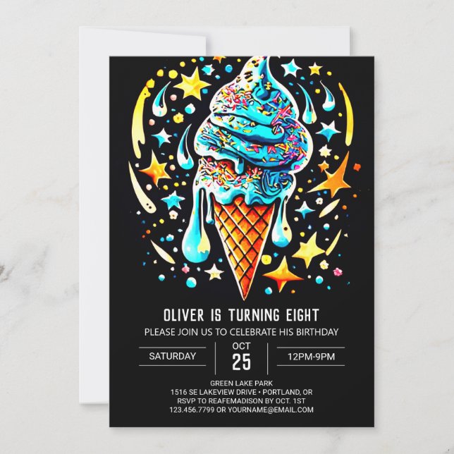 Niedlicher Popsiv Boy Ice Cream Geburtstag Einladung (Vorderseite)