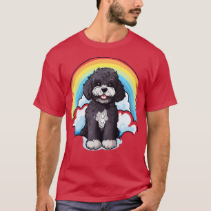 Niedlicher portugiesischer Wasserhund Regenbogenwo T-Shirt