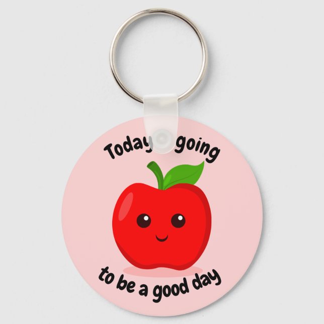 Niedlicher positiver Motivierend Kawaii Apple Schlüsselanhänger (Vorderseite)