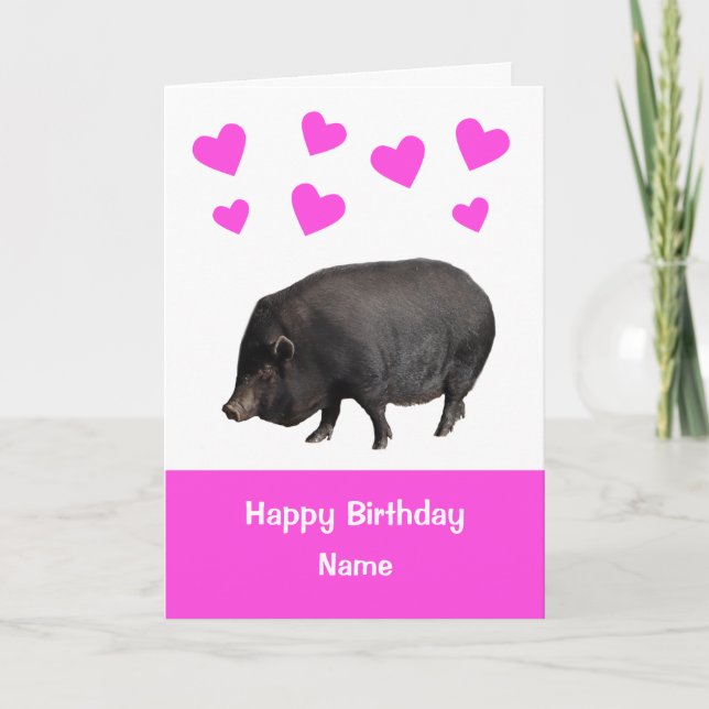 Niedlicher Pot Bellied Pig Happy Birthday Card Karte (Vorderseite)