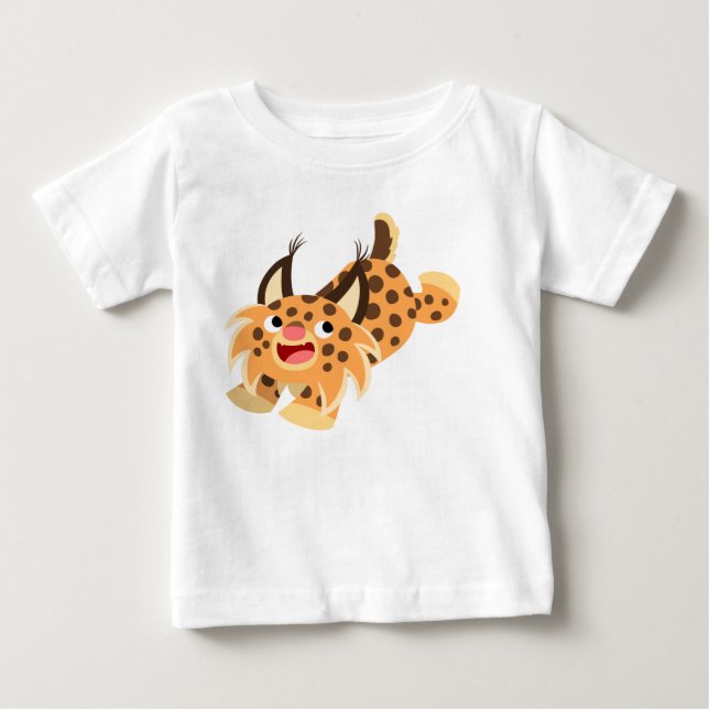 Niedlicher Prankish Cartoonbobcat-Baby-T - Shirt (Vorderseite)