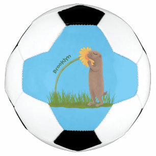 Niedlicher Präriehund schnüffelt Blume Cartoon Fußball