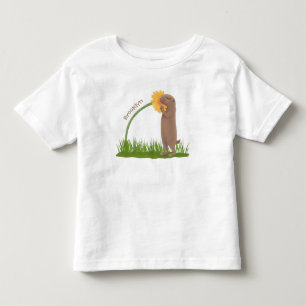 Niedlicher Präriehund schnüffelt Blume Cartoon Kleinkind T-shirt