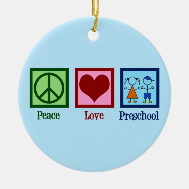 Niedlicher Preschool-Lehrer Friedens-Liebe Pre-K Keramik Ornament (Vorne)