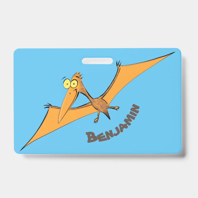 Niedlicher Pterodactylus-Cartoon Ausweis (Vorderseite)