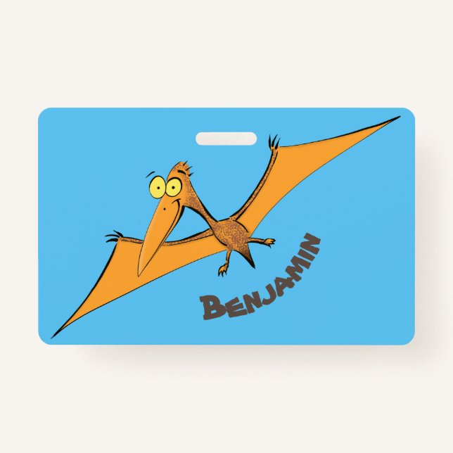 Niedlicher Pterodactylus-Cartoon Ausweis (Vorderseite)