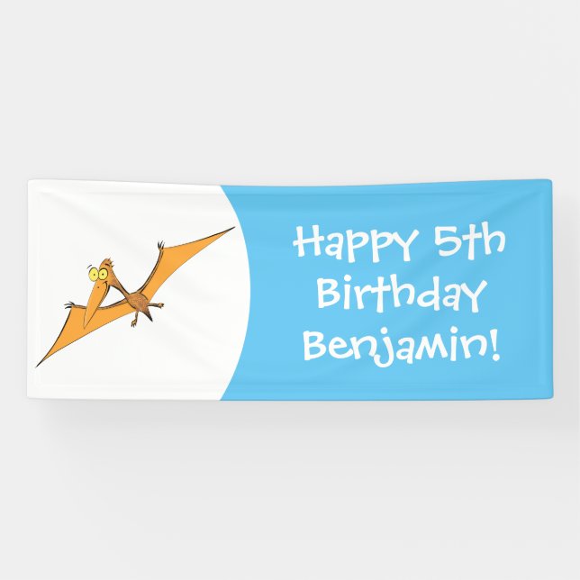 Niedlicher Pterodactylus-Cartoon Banner (Horizontal)