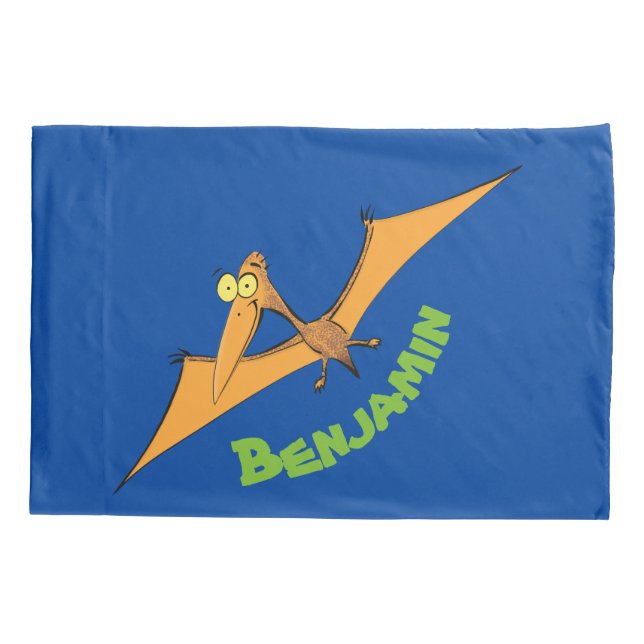 Niedlicher Pterodactylus-Cartoon Kissenbezug (Rückseite)