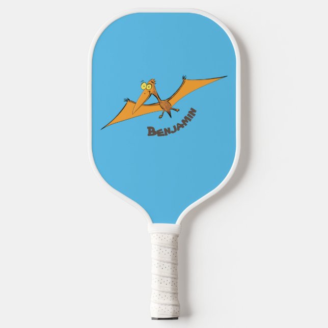 Niedlicher Pterodactylus-Cartoon Pickleball Schläger (Vorderseite)
