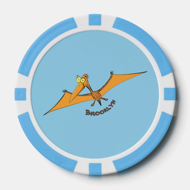 Niedlicher Pterodactylus-Cartoon Pokerchips (Vorderseite)