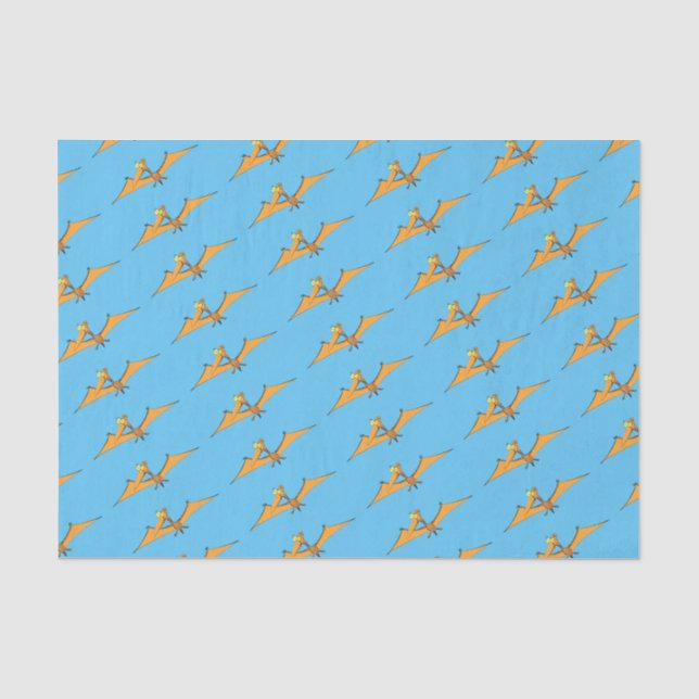 Niedlicher Pterodactylus-Cartoon Seidenpapier (Vorderseite)
