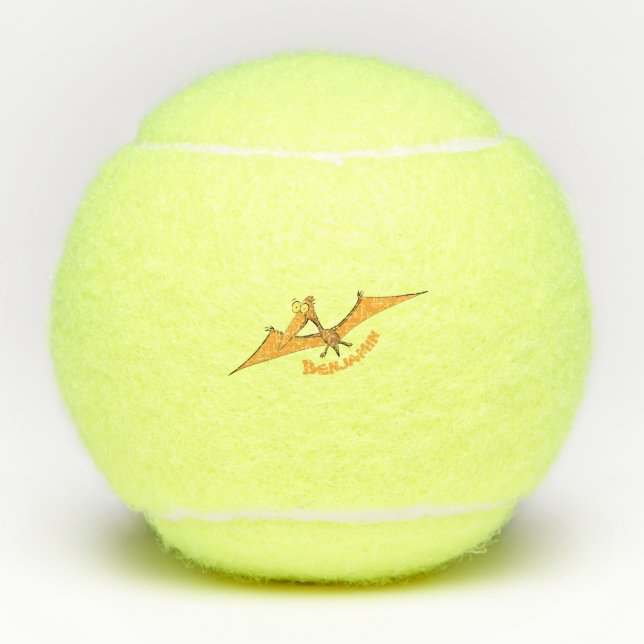 Niedlicher Pterodactylus-Cartoon Tennisbälle (Vorderseite)