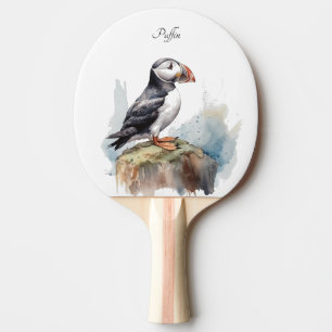 Niedlicher Puffin auf einem Felsen in Aquarell Tischtennis Schläger