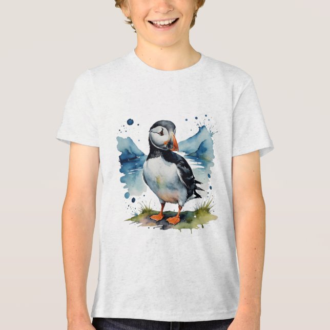 Niedlicher Puffvogel Tri-Blend Shirt (Vorderseite)