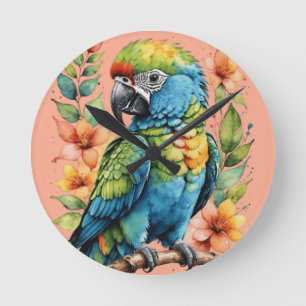 Niedlicher Puffvogelwurf Runde Wanduhr
