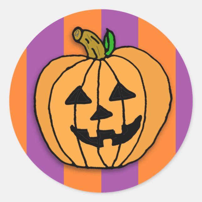Niedlicher Pumpkin-Cartoon Zeichne Halloween Runder Aufkleber (Vorderseite)