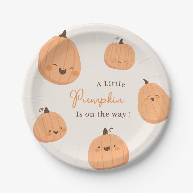 Niedlicher Pumpkin Fall Gender Neutral Baby Dusche Pappteller (Vorderseite)