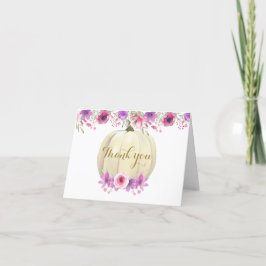 Niedlicher Pumpkin Floral Pink Fall Danke Karte