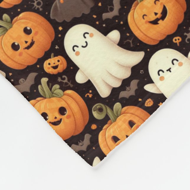 Niedlicher Pumpkin Ghost Add Name Halloween Baby Fleecedecke (Ecke)