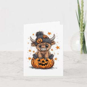 Niedlicher Pumpkin Highland Kuh Halloween Kuh Love Karte