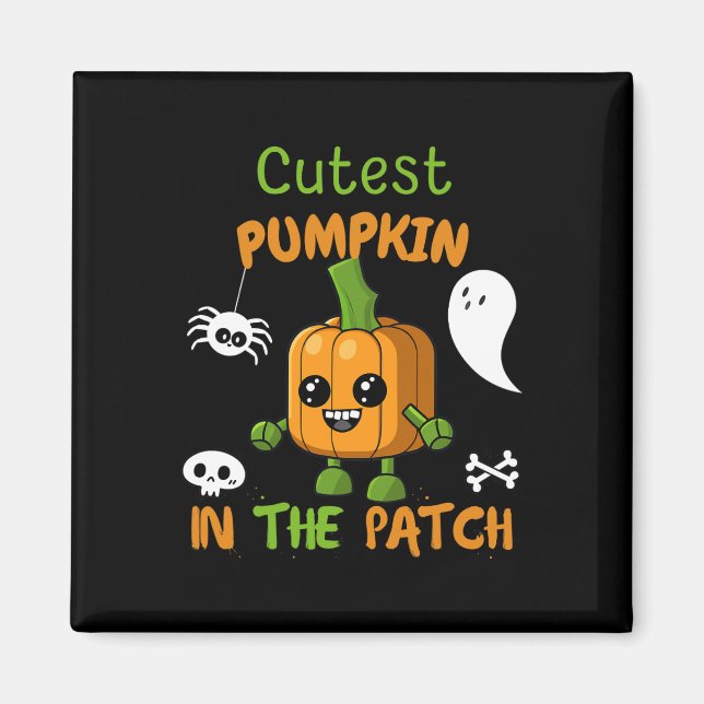 Niedlicher Pumpkin im Patchboy-Girl-Kleinkind fall Magnet (Vorne)