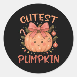 Niedlicher Pumpkin mit Bow und Holiday Vibes - Kaw Runder Aufkleber