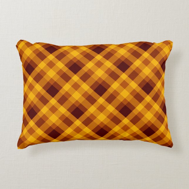 Niedlicher Pumpkin Orange Kariert Akzent Pillow Dekokissen (Vorderseite)