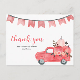 Niedlicher Pumpkin Truck Pink Pumpkins Kinderdusch Postkarte
