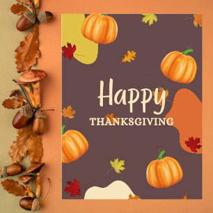 Niedlicher Pumpkin und Blätter Erntedank Feiertagspostkarte