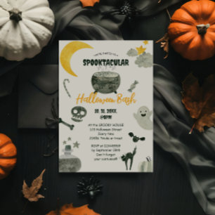 Niedlicher Pumpkin-Wasserfarben-Halloween-Bash Einladung