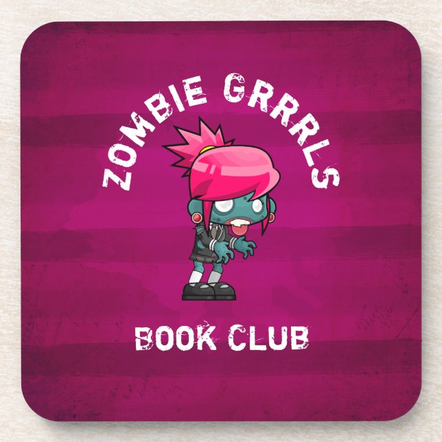 Niedlicher Punk Rock Zombie Grrrls Buchclub Untersetzer (Vorderseite)