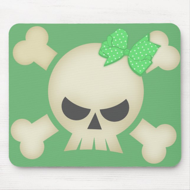 Niedlicher Punkschädel und Bogen (grünes) Mousepad (Vorne)