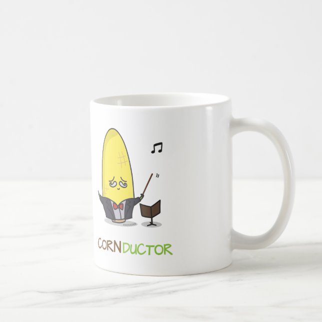 Niedlicher Punny Cartoon-Mais-Leiter Kaffeetasse (Rechts)