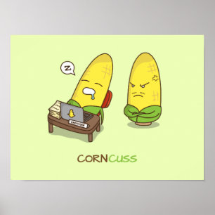 Niedlicher Punny NSFW Cartoon-Mais Concuss Poster