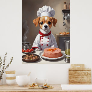 Niedlicher Pup Koch Backen in Küche Niedlich Hund Poster
