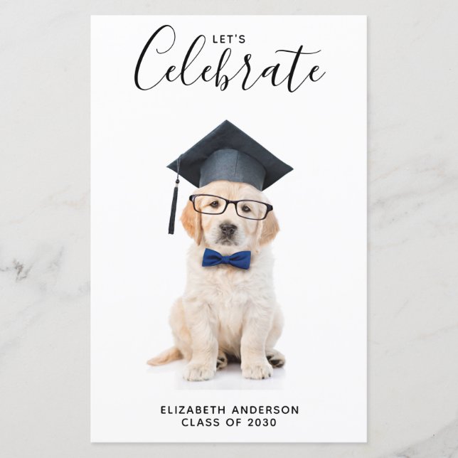Niedlicher Puppy Graduate Abschluss Einladung (Vorderseite)