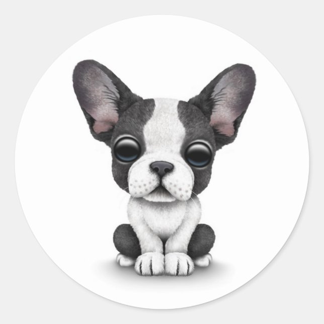 Niedlicher Puppy-Hund auf Weiß Runder Aufkleber (Vorderseite)