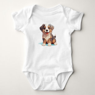 Niedlicher Puppy Hund, Baby Hund, Baby Farm Tiere Strampler