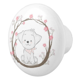 Niedlicher Puppy-Keramik-Knochen Keramikknauf
