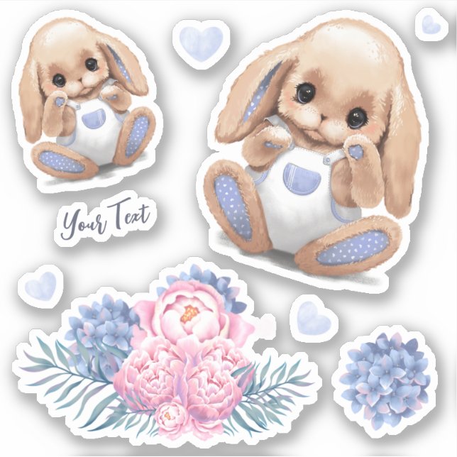 Niedlicher Putz-Bunny- Vinyl Sticker nach Maß gesc (Vorderseite)